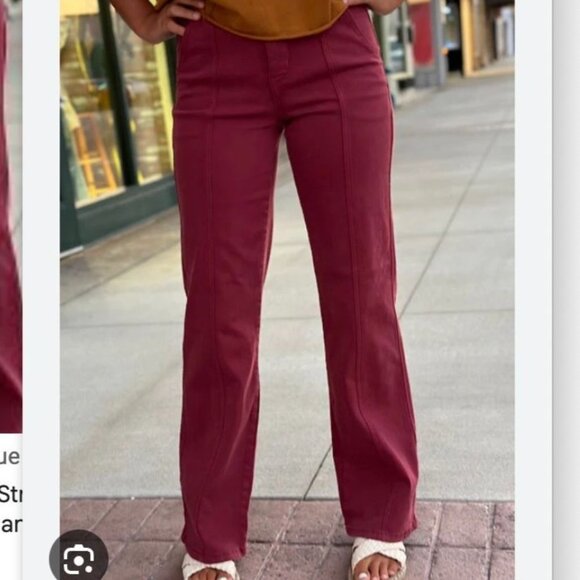 Judy Blue Denim - Judy Blue High-Rise Front-Seam Straight Jeans Sz 5/27 Burgandy